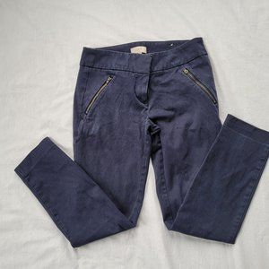 LOFT navy women's modern skinny ankle pants zippered pockets size 0